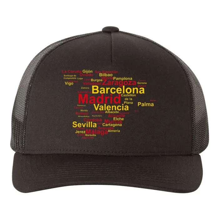 Spain Map Silhouette Towns Cities Madrid Travel Espana Yupoong Adult 5-Panel Trucker Hat