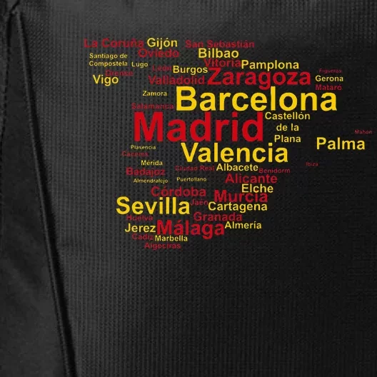 Spain Map Silhouette Towns Cities Madrid Travel Espana City Backpack