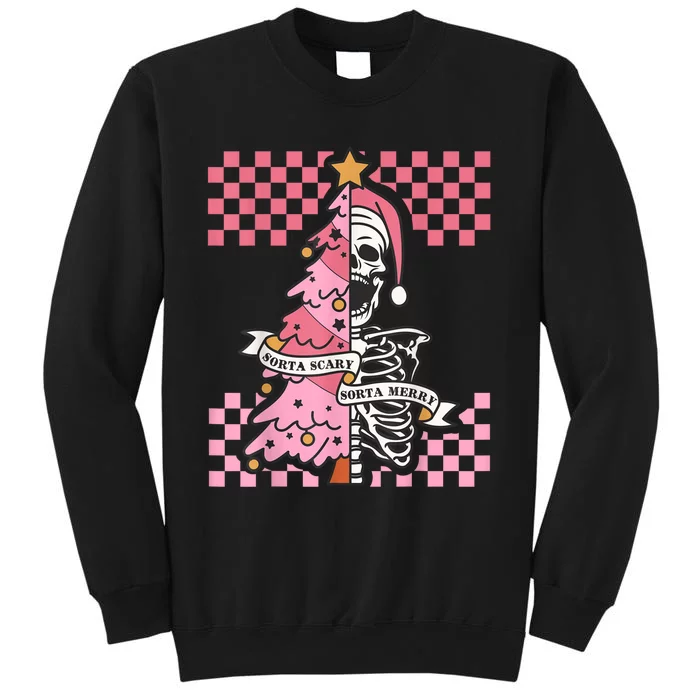 Sorta Merry Sorta Scary Spooky Christmas Goth Skull Xmas Sweatshirt