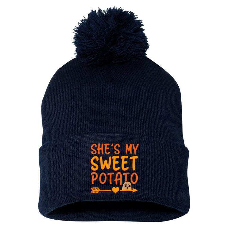Shes My Sweet Potato I Yam Set Thanksgiving Couples Matching Pom Pom 12" Knit Beanie