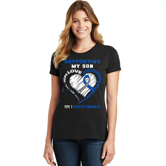 Supporting My Son Type 1 Diabetes Awareness Women's T-Shirt