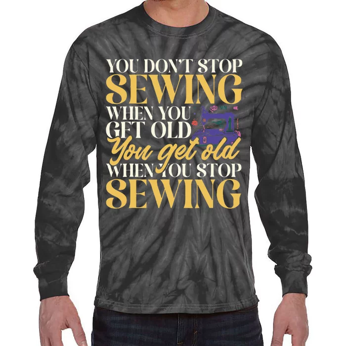 Sewing Machine Seamstress Quilting Sewing Tie-Dye Long Sleeve Shirt