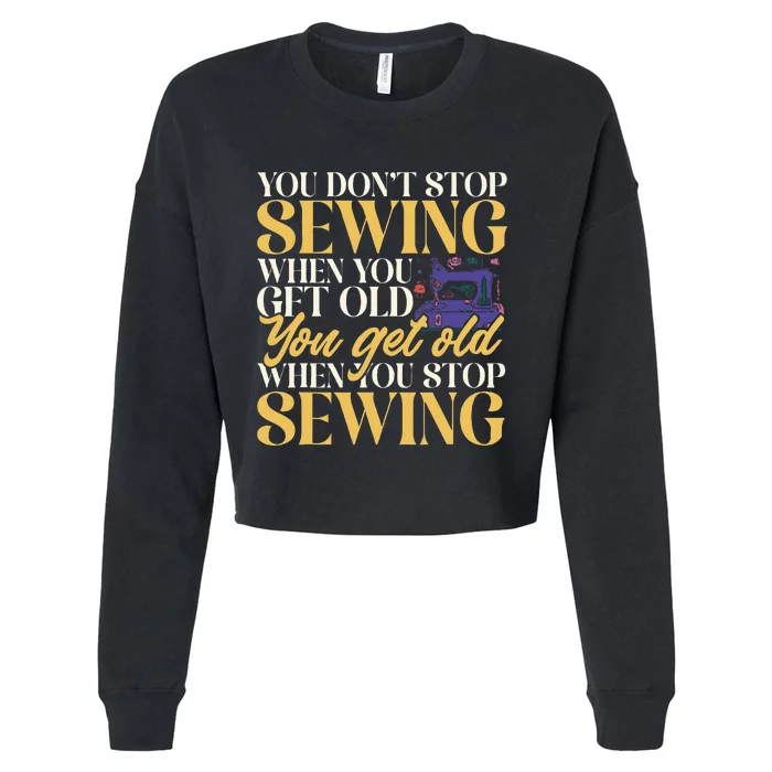 Sewing Machine Seamstress Quilting Sewing Cropped Pullover Crew