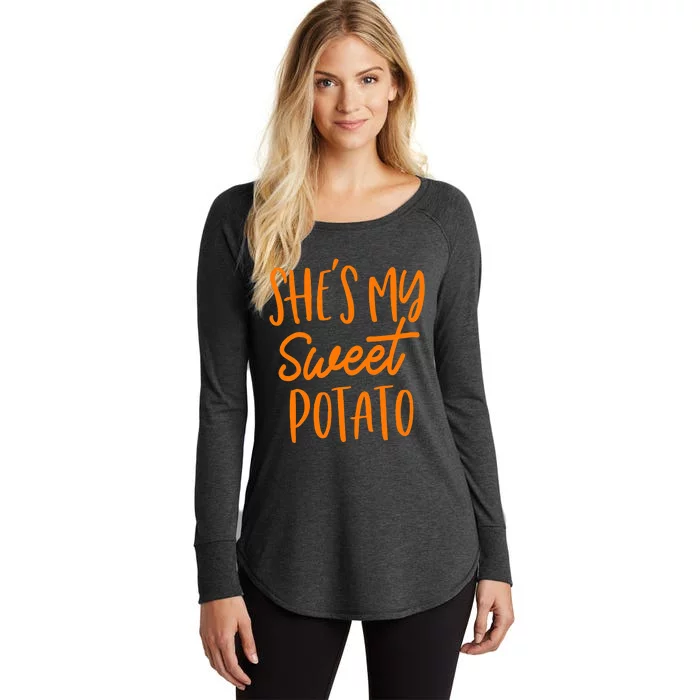 She's My Sweet Potato I Yam Set Couples Thanksgiving Funny Women's Perfect Tri Tunic Long Sleeve Shirt