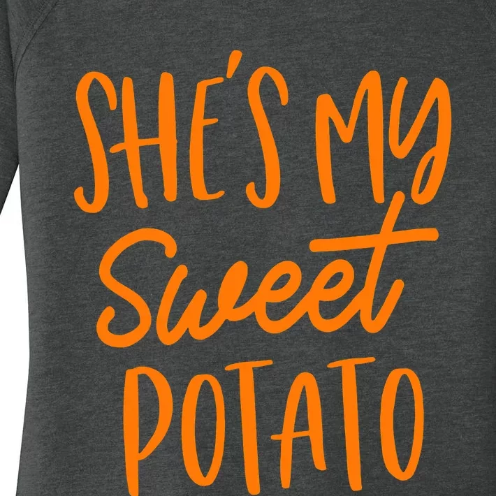 She's My Sweet Potato I Yam Set Couples Thanksgiving Funny Women's Perfect Tri Tunic Long Sleeve Shirt