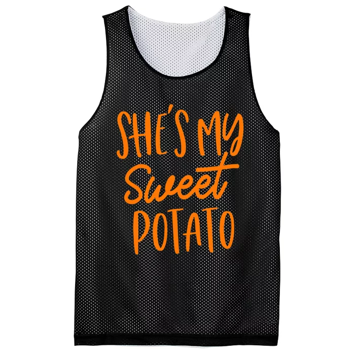 She's My Sweet Potato I Yam Set Couples Thanksgiving Funny Mesh Reversible Basketball Jersey Tank