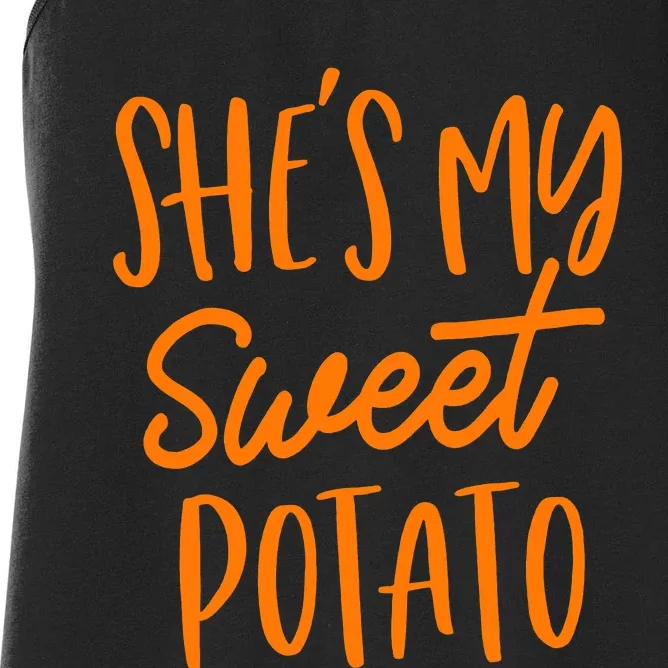 She's My Sweet Potato I Yam Set Couples Thanksgiving Funny Women's Racerback Tank