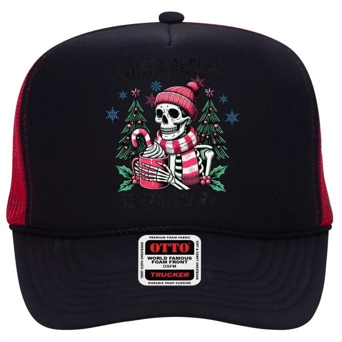 Sorta Merry Sorta Scary Skeleton Xmas Tree Christmas Pajamas High Crown Mesh Trucker Hat