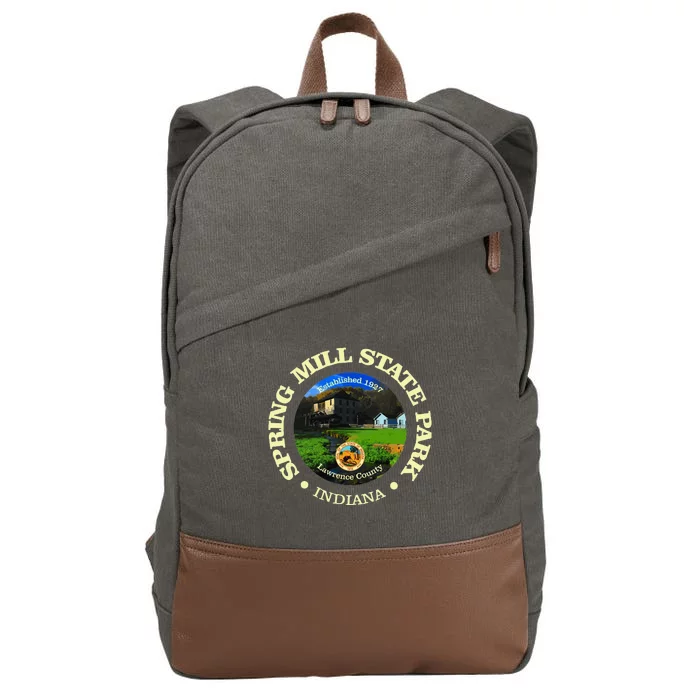 Spring Mill State Park Indiana Funny Hiking State Parks Cotton Canvas Backpack