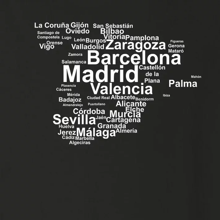 Spain Map Silhouette Towns Cities Madrid Travel Espana Toddler Long Sleeve Shirt