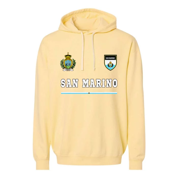 San Marino Sportsoccer Jersey Flag Football Garment-Dyed Fleece Hoodie