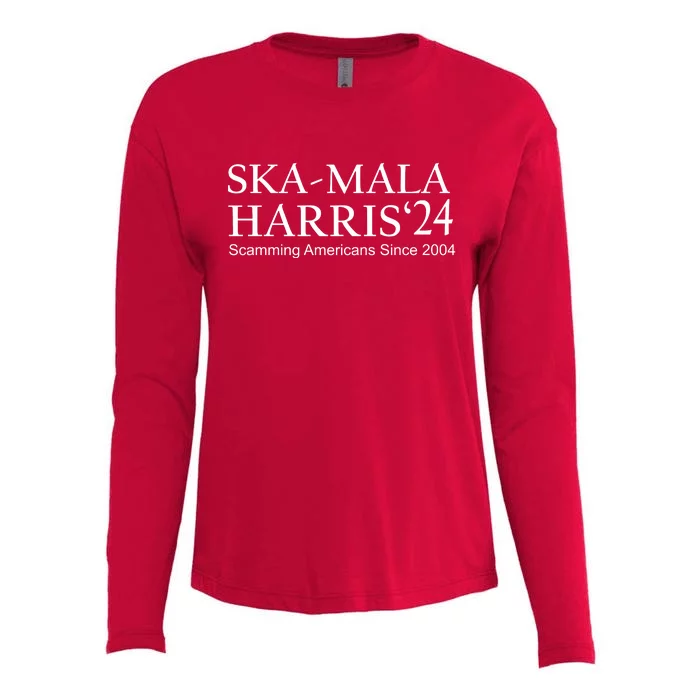 Ska Mala Skamala Kamala Harris 2024 Scamming Americans Since Womens Cotton Relaxed Long Sleeve T-Shirt