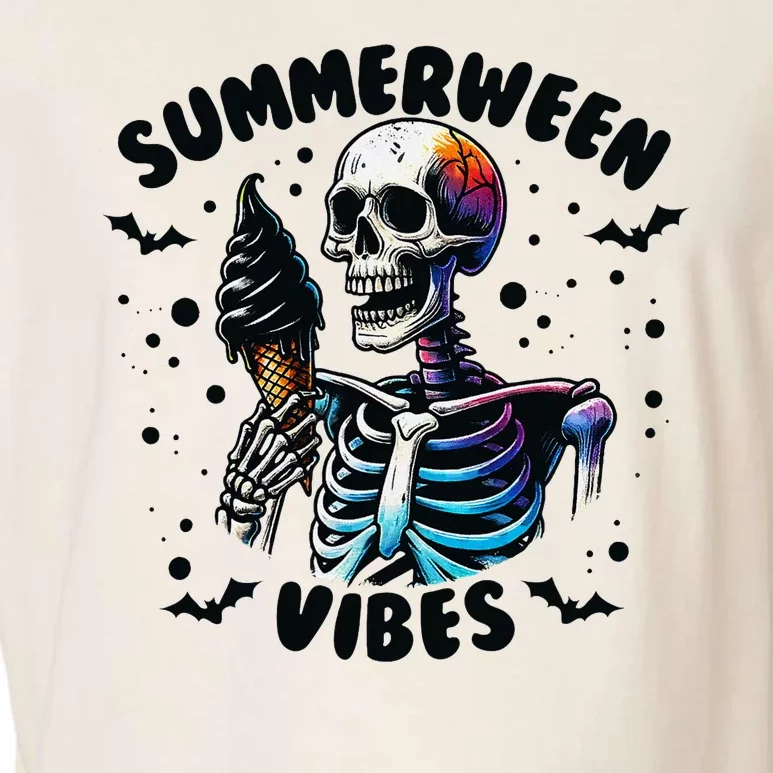 Summerween Magic Skeleton Enjoying Ice Cream Delight Garment-Dyed Women's Muscle Tee