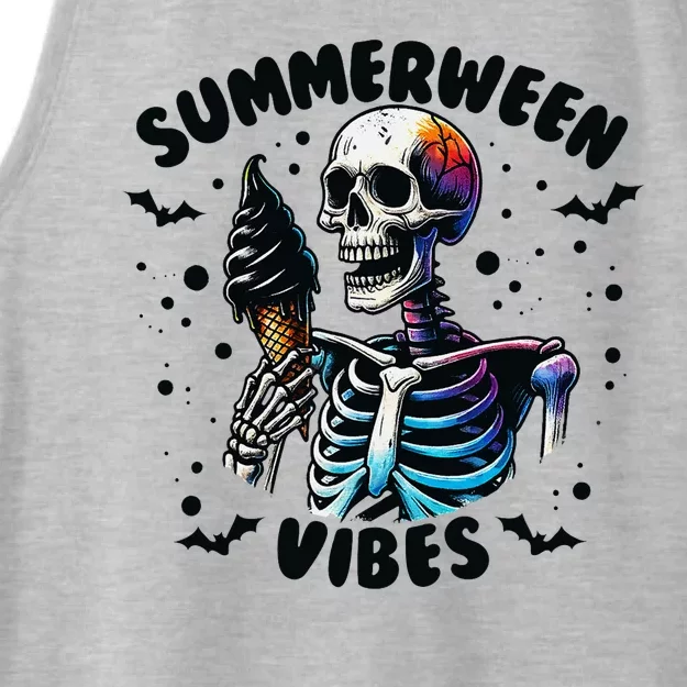 Summerween Magic Skeleton Enjoying Ice Cream Delight Ladies Tri-Blend Wicking Tank