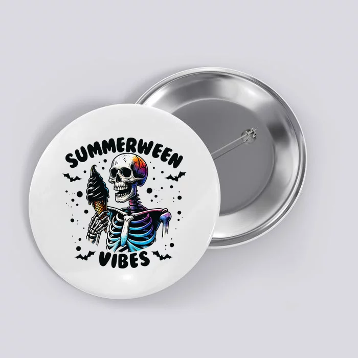 Summerween Magic Skeleton Enjoying Ice Cream Delight Button