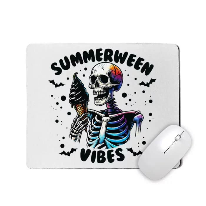 Summerween Magic Skeleton Enjoying Ice Cream Delight Mousepad