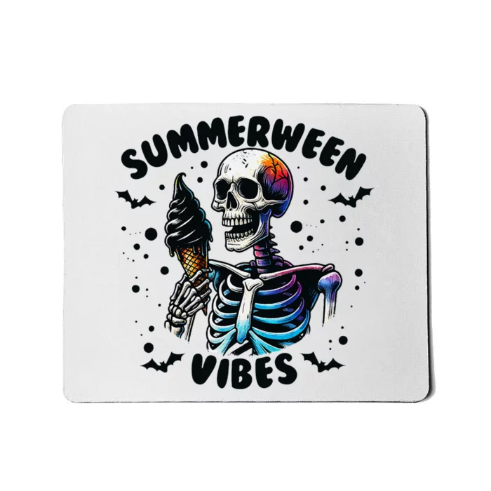 Summerween Magic Skeleton Enjoying Ice Cream Delight Mousepad