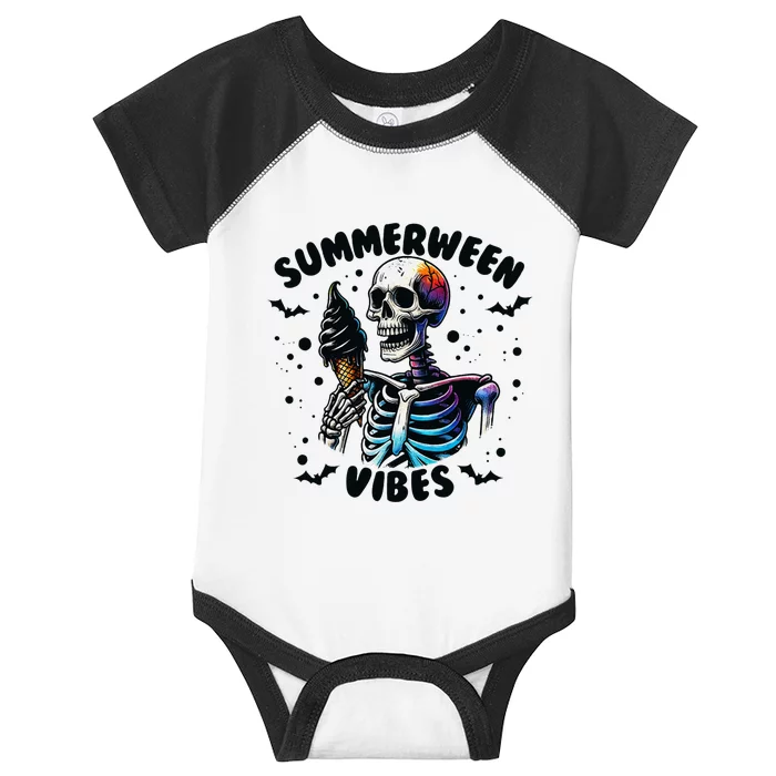 Summerween Magic Skeleton Enjoying Ice Cream Delight Infant Baby Jersey Bodysuit