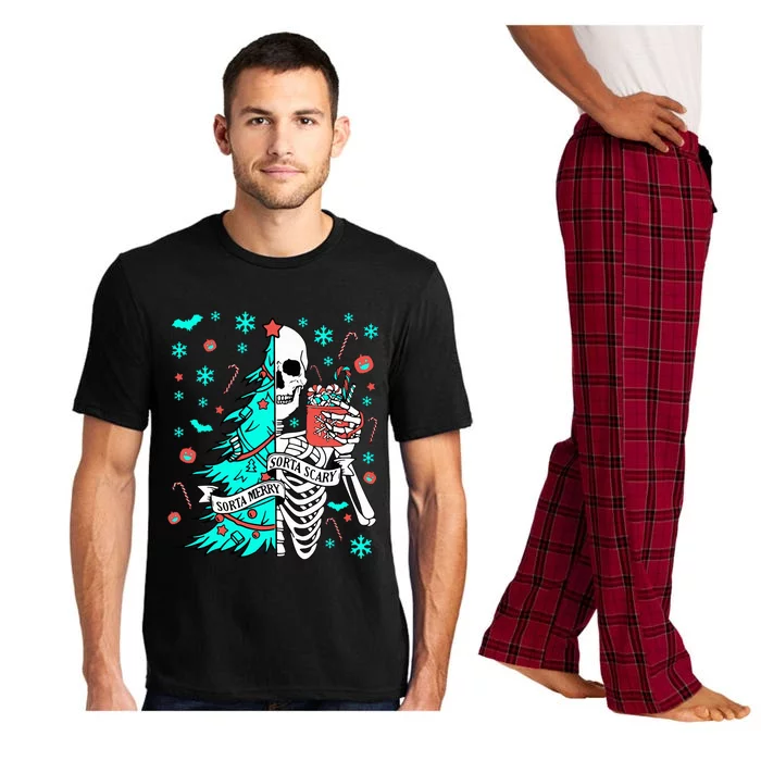 Sorta Merry Sorta Scary Funny Christmas Skeleton Tree Santa Pajama Set