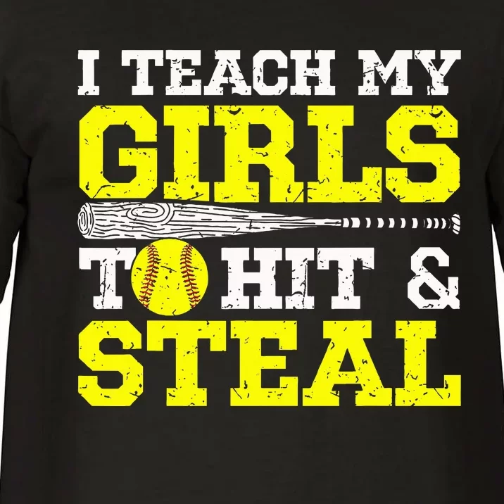 Softball Mom Softball Dad I Teach My Girl To Hit And Steal Comfort Colors T-Shirt