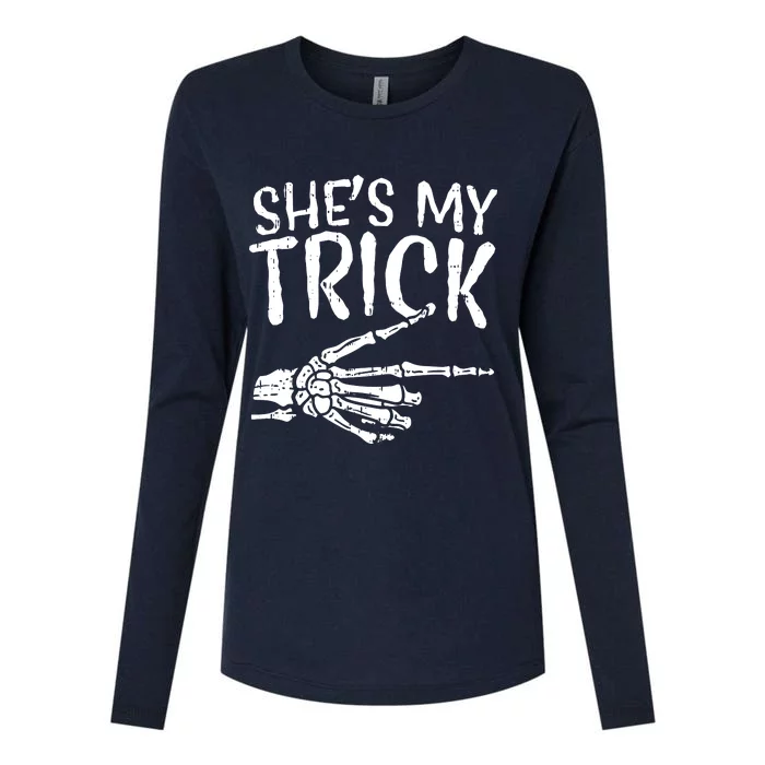 Shes My Trick Matching Couple Halloween Costume Boyfriend Womens Cotton Relaxed Long Sleeve T-Shirt