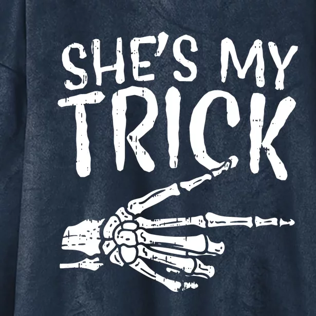 Shes My Trick Matching Couple Halloween Costume Boyfriend Hooded Wearable Blanket