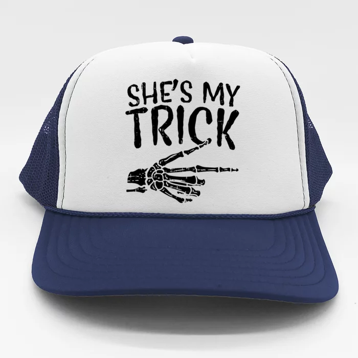 Shes My Trick Matching Couple Halloween Costume Boyfriend Trucker Hat