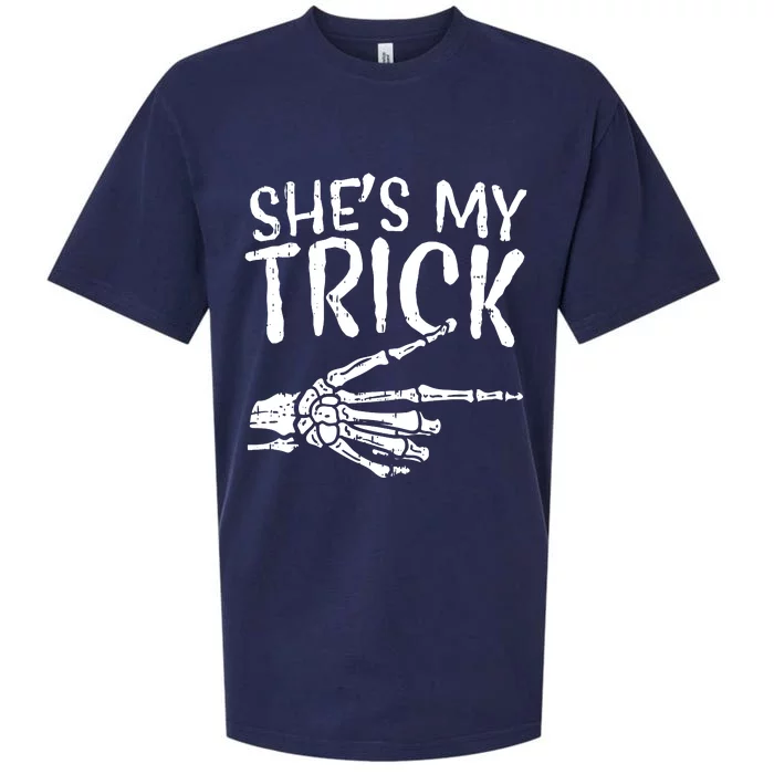 Shes My Trick Matching Couple Halloween Costume Boyfriend Sueded Cloud Jersey T-Shirt