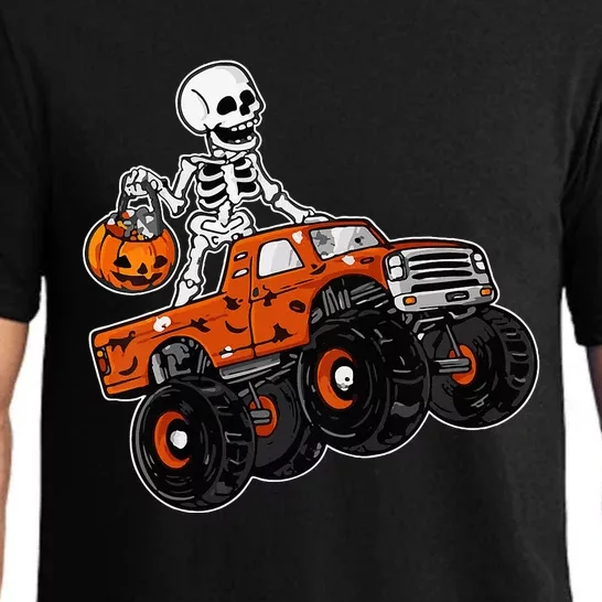 Spooky Monster Truck Skeleton Costume for Halloween Pajama Set