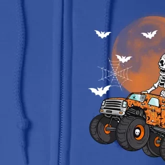 Skeleton Monster Truck Moon Candy Halloween Gift Full Zip Hoodie