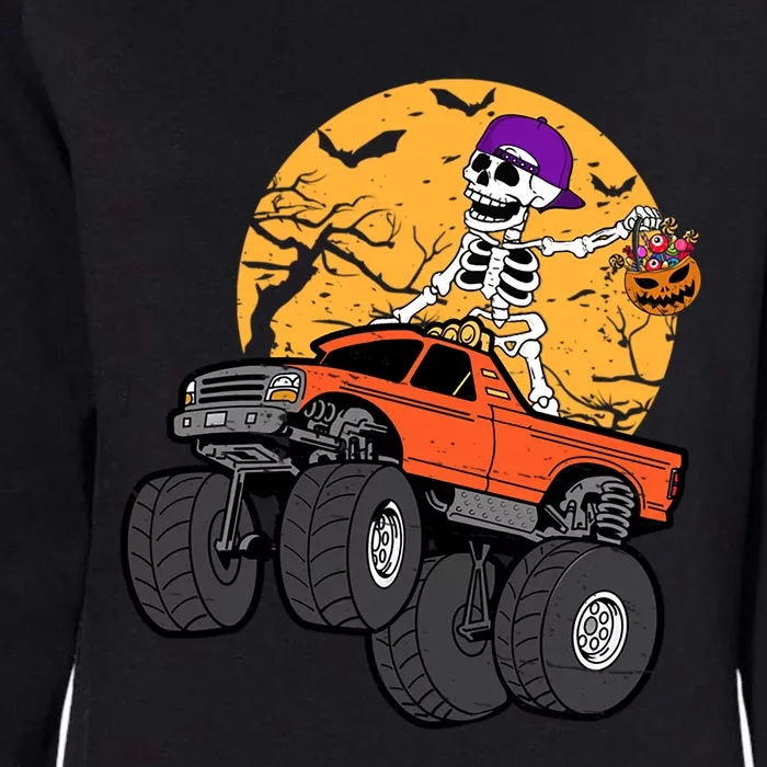 Skeleton Monster Truck Pumpkin Candy Halloween Gift Womens California Wash Sweatshirt