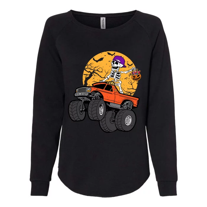 Skeleton Monster Truck Pumpkin Candy Halloween Gift Womens California Wash Sweatshirt