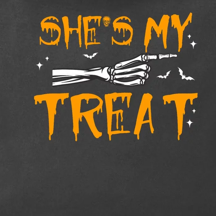 Shes My Treat Skeleton Hand Halloween Matching Couple Zip Tote Bag