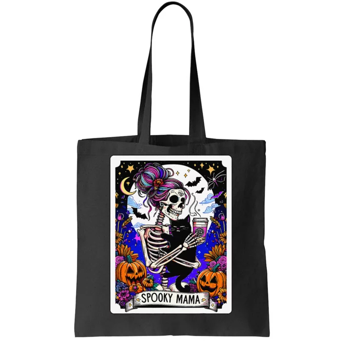 Spooky Mama Tarot Card Halloween Mom Skull Mama Black Cat Tote Bag