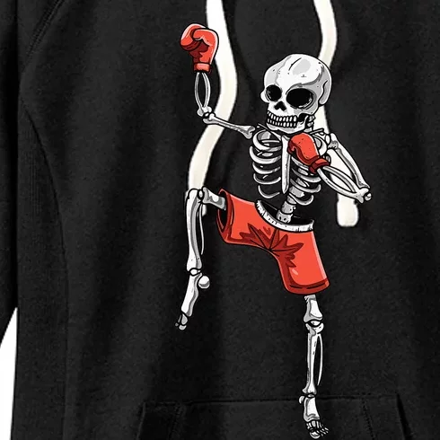 Skeleton Muay Thai Halloween Kickboxing MMA Fighter Costume Women's Fleece Hoodie