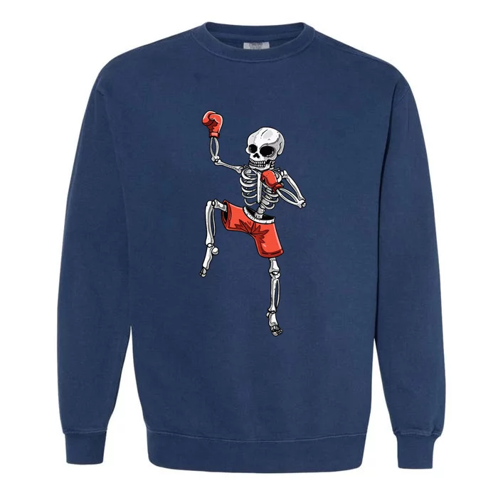 Skeleton Muay Thai Halloween Kickboxing MMA Fighter Costume Garment-Dyed Sweatshirt