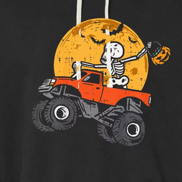 Skeleton Monster Truck Moon Candy Garment-Dyed Fleece Hoodie