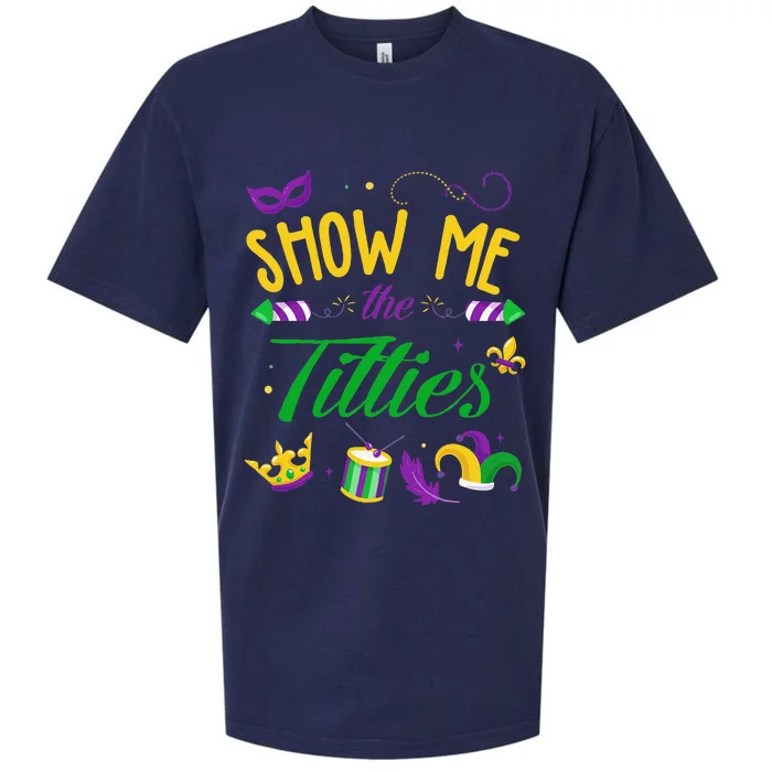 Show Me The Titties Funny Mardi Gras Gift Sueded Cloud Jersey T-Shirt