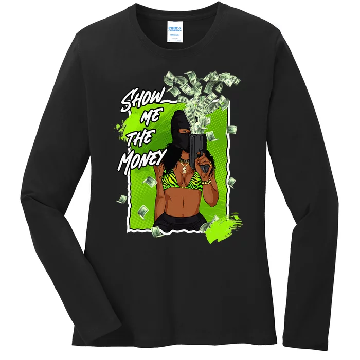 Show Me The Money 6 Retro Electric Green Shoes Matching Ladies Long Sleeve Shirt