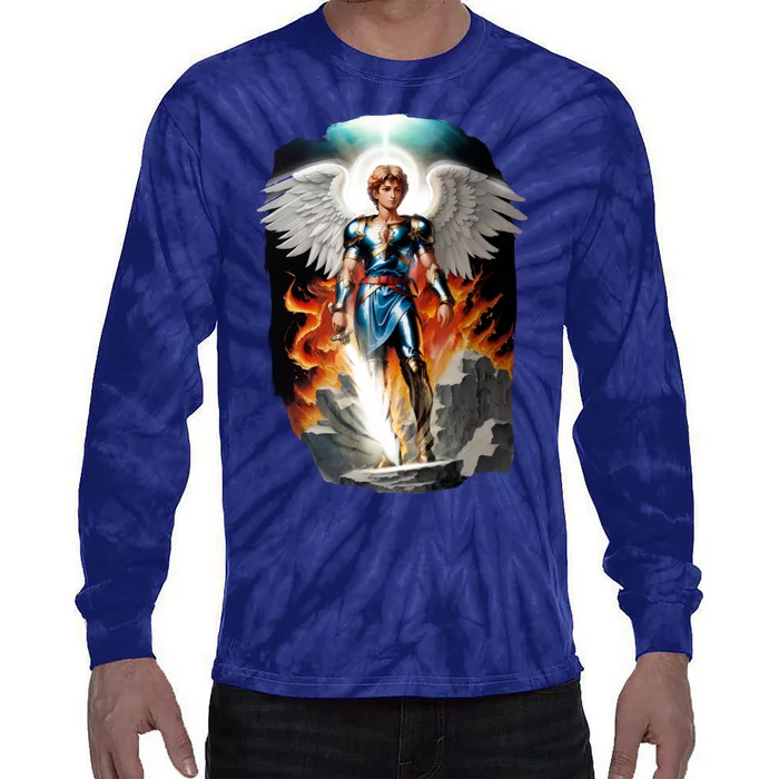 Saint Michael The Archangel Tie-Dye Long Sleeve Shirt