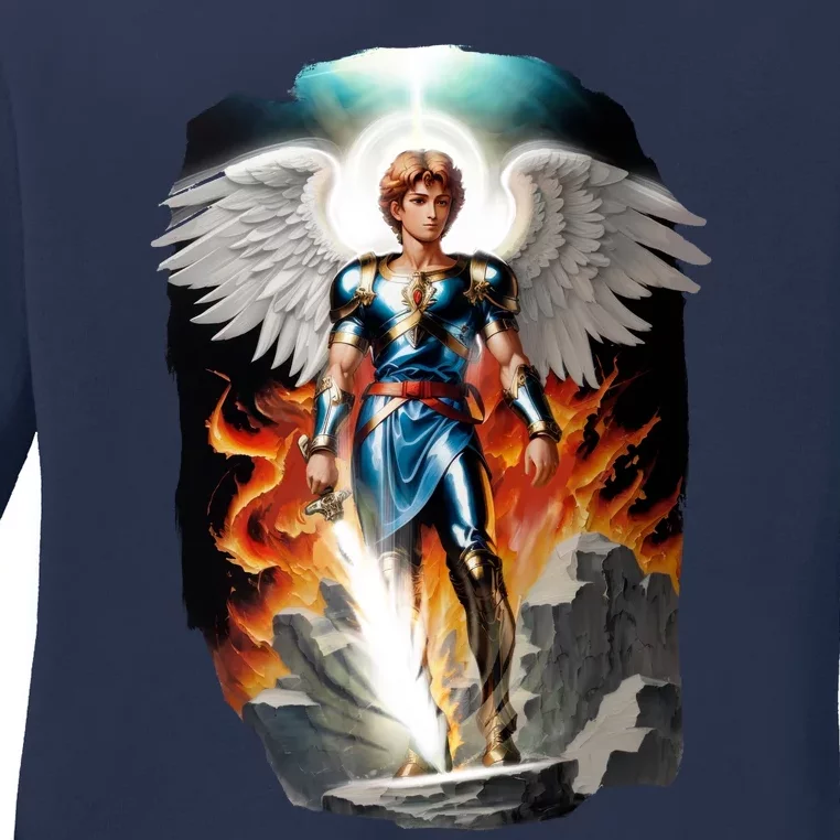 Saint Michael The Archangel Ladies Long Sleeve Shirt