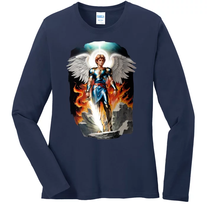 Saint Michael The Archangel Ladies Long Sleeve Shirt