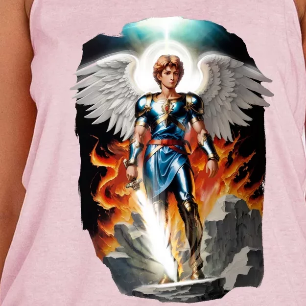 Saint Michael The Archangel Women's Knotted Racerback Tank