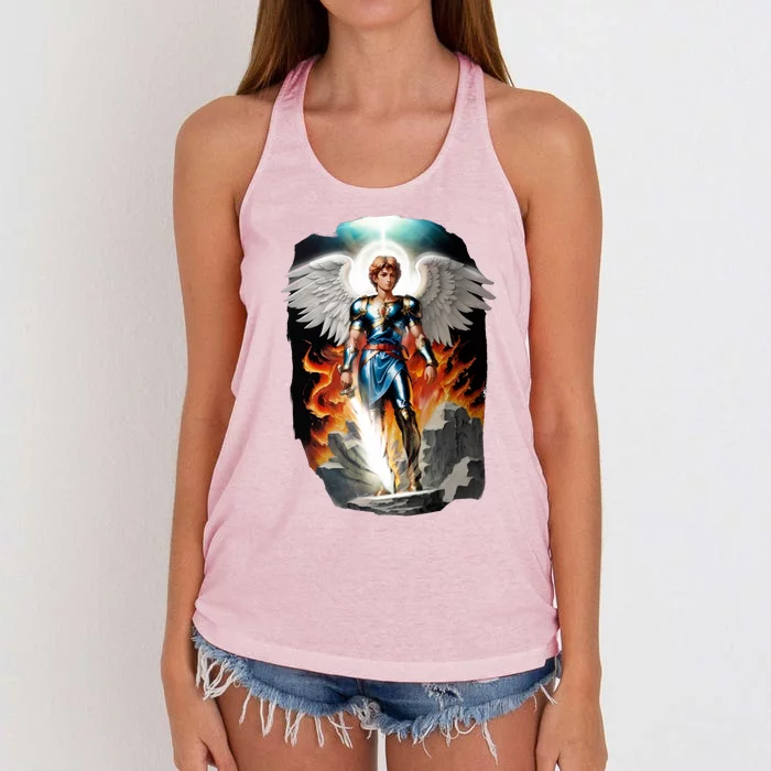 Saint Michael The Archangel Women's Knotted Racerback Tank