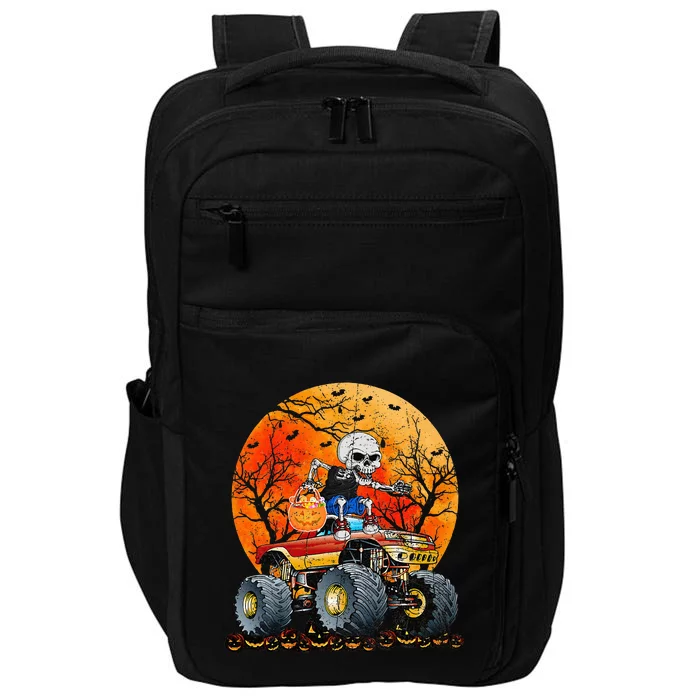 Skeleton Monster Truck Moon Candy Halloween Impact Tech Backpack