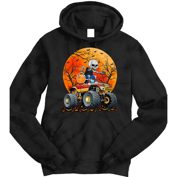 Skeleton Monster Truck Moon Candy Tie Dye Hoodie