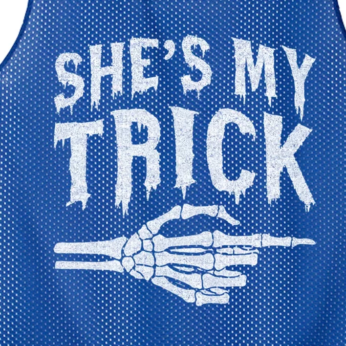 She My Trick Skeleton Hand Skull Halloween Spooky Season Boo Gift Mesh Reversible Basketball Jersey Tank