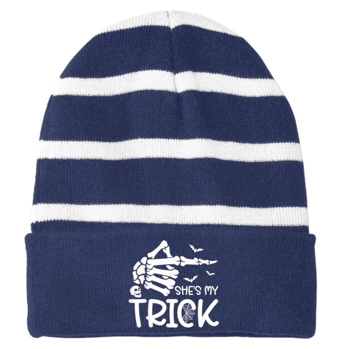 Shes My Trick Skeleton Hand Shes My Trick Skeleton Hand Striped Beanie with Solid Band