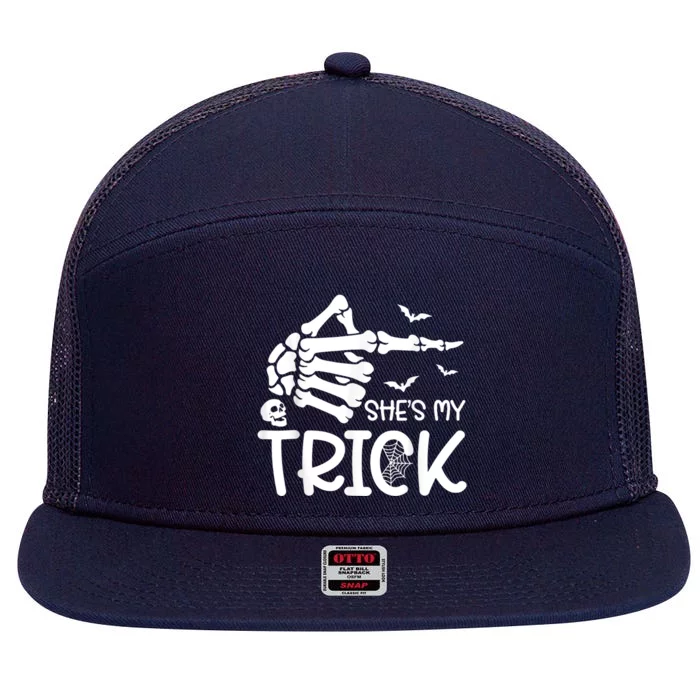 Shes My Trick Skeleton Hand Shes My Trick Skeleton Hand 7 Panel Mesh Trucker Snapback Hat