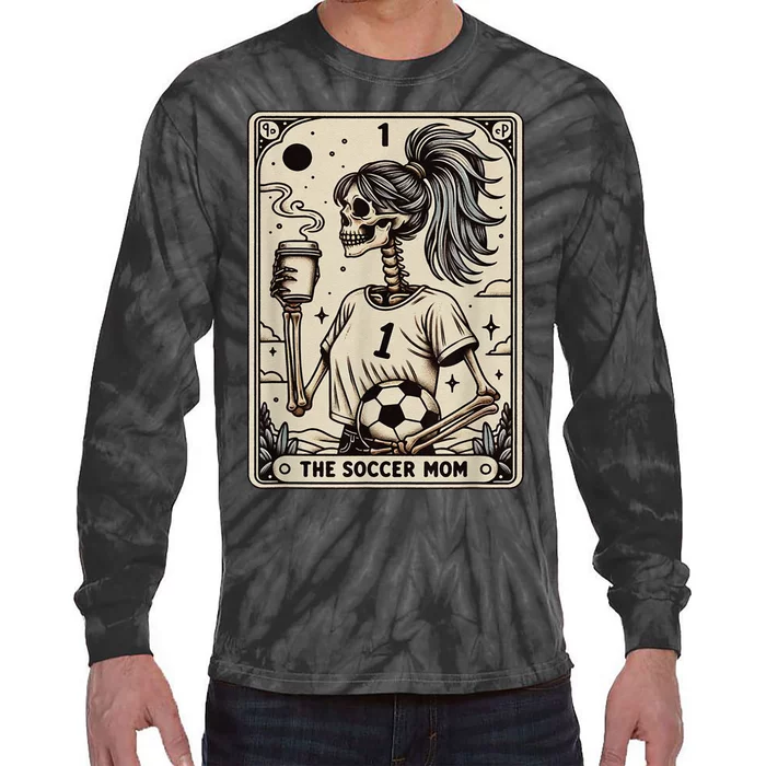 Soccer Mom Tarot Card Vintage Halloween Soccer Mama Gift Tie-Dye Long Sleeve Shirt